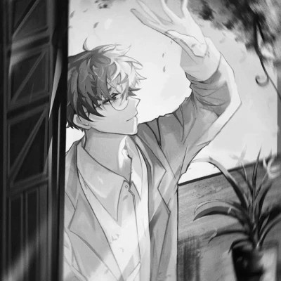 优质动漫男头黑白