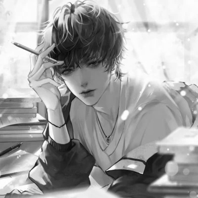 优质动漫男头黑白