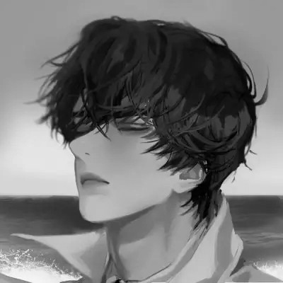 优质动漫男头黑白