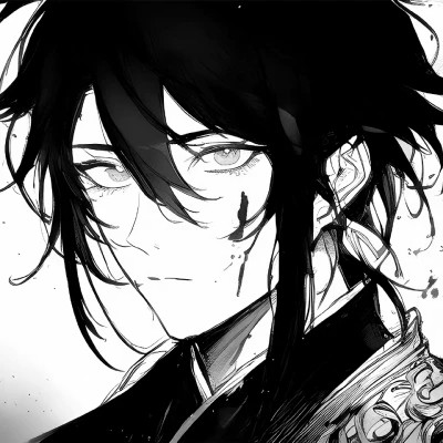 优质动漫男头黑白