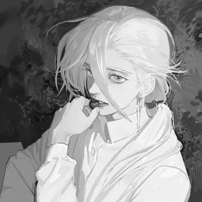 优质动漫男头黑白