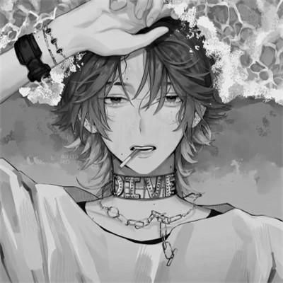 黑白动漫男头ins高级感