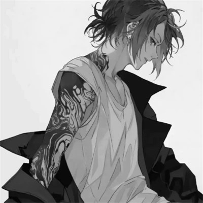 黑白动漫男头ins高级感
