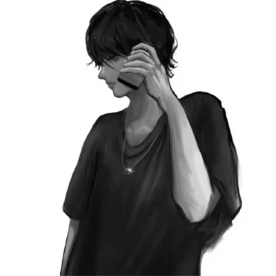 黑白动漫男头ins高级感