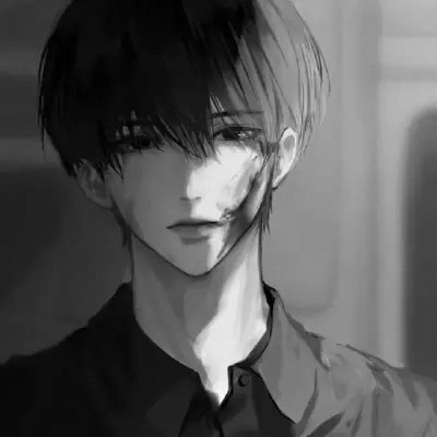 男生动漫帅气黑白头像