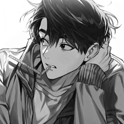 动漫男主头像黑白高清帅气图片