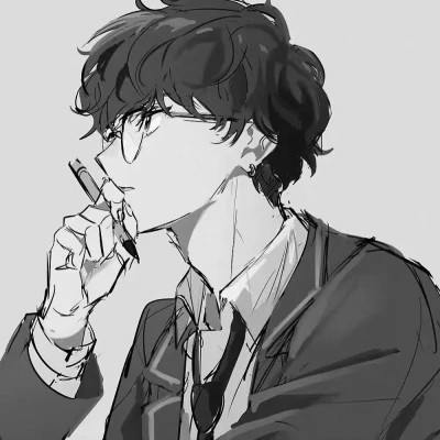动漫男主头像黑白高清帅气图片