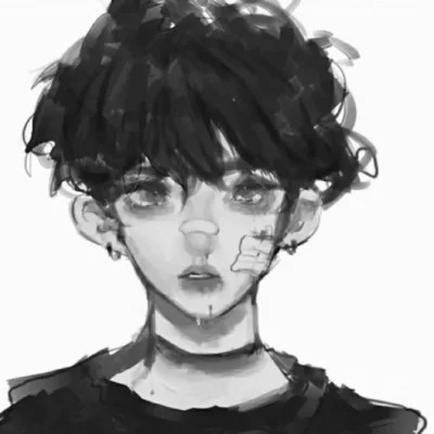 动漫男主头像黑白高清帅气图片