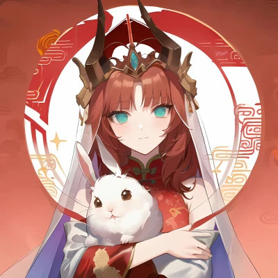 头像2025年过年女生抱兔子动漫图片
