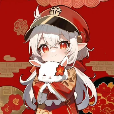 头像2025年过年女生抱兔子动漫图片