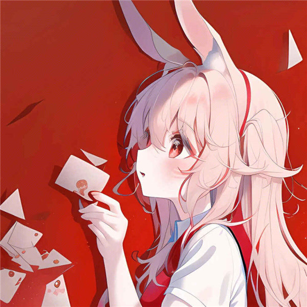 2025兔年女生头像动漫新年红色图片