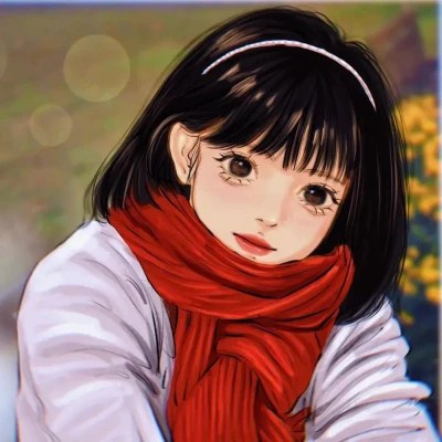 手绘动漫女生新年应景头像图片