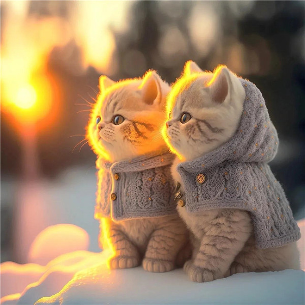 温暖恩爱的猫咪情侣头像图片