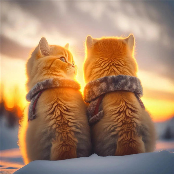 温暖恩爱的猫咪情侣头像图片