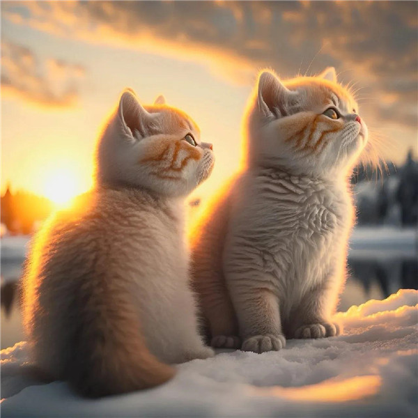 温暖恩爱的猫咪情侣头像图片