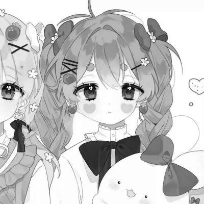 二次元黑白动漫闺蜜头像一对
