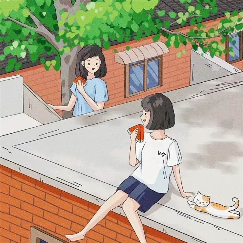 唯美清新治愈系女生头像插画图片