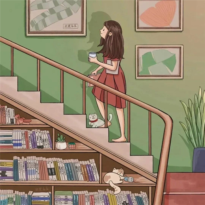 唯美清新治愈系女生头像插画图片
