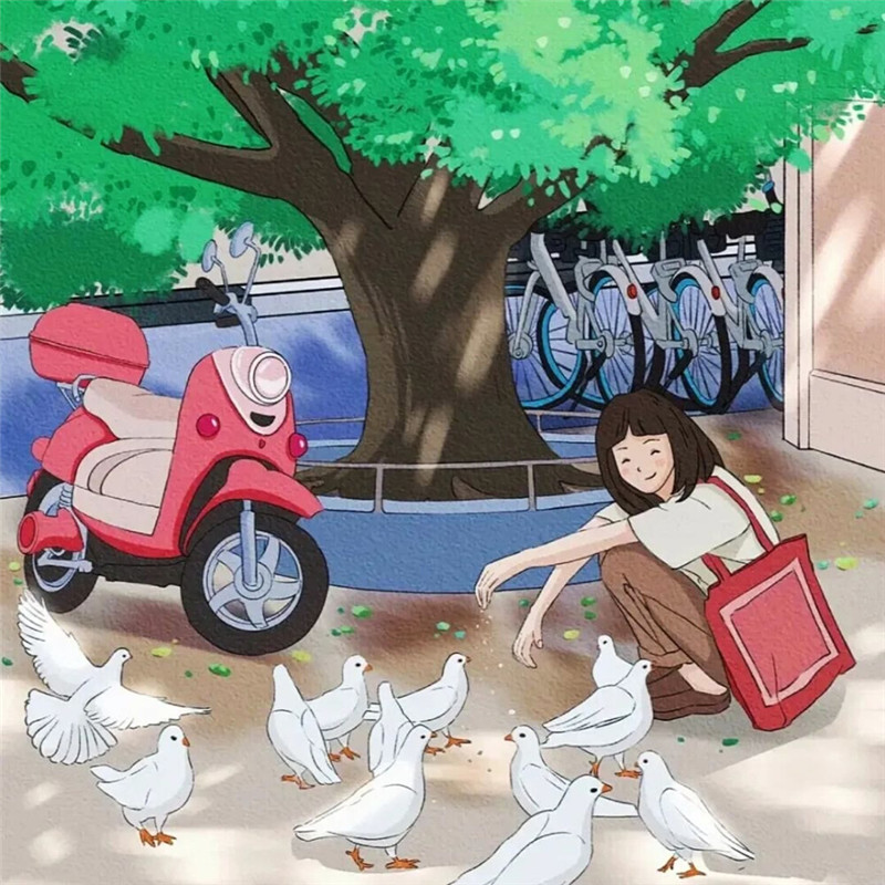 唯美清新治愈系女生头像插画图片