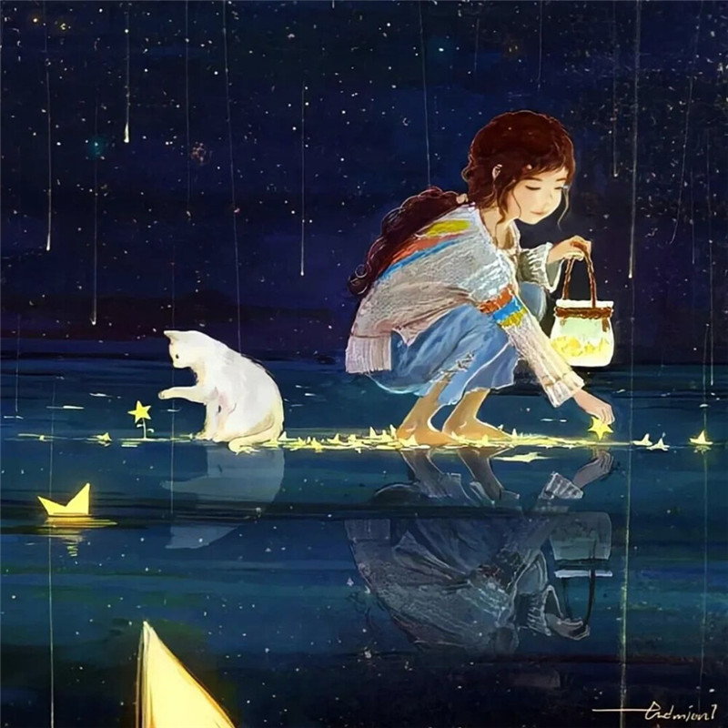 唯美清新治愈系女生头像插画图片