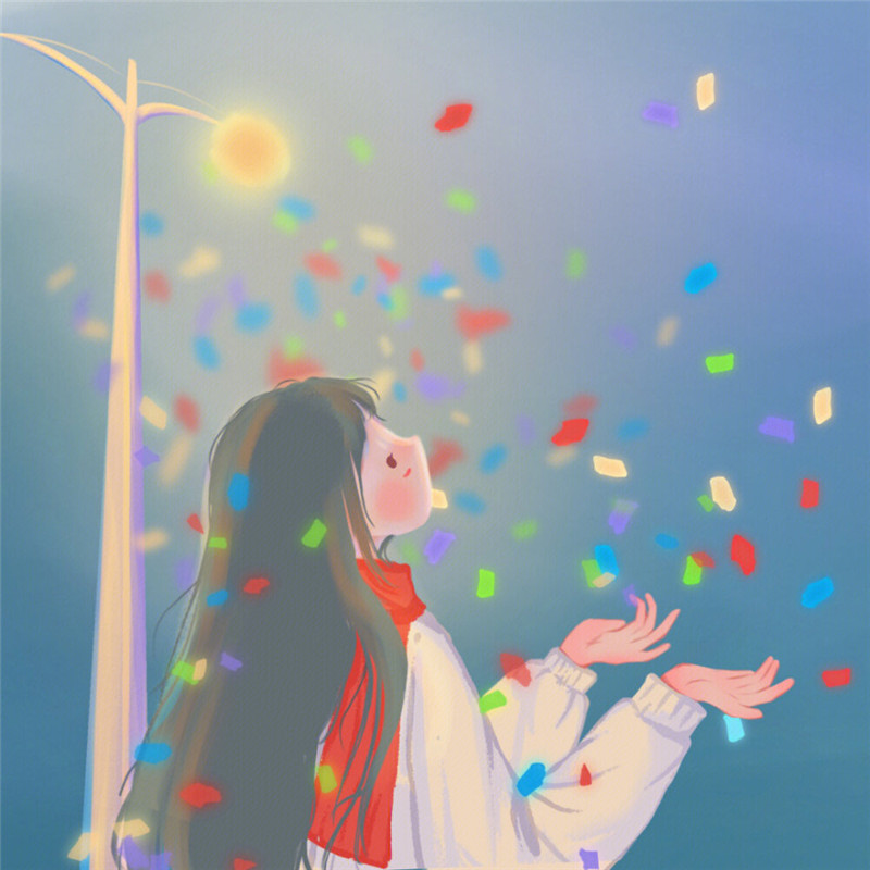 唯美清新治愈系女生头像插画图片
