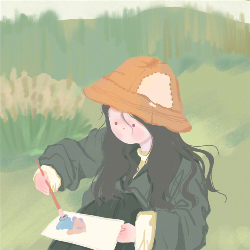 唯美清新治愈系女生头像插画图片