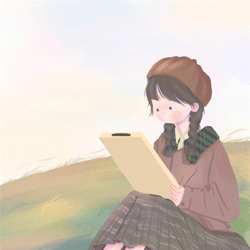 唯美清新治愈系女生头像插画图片
