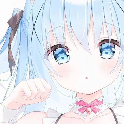 女生蓝色系小众漫头