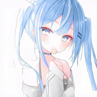 女生蓝色系小众漫头