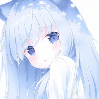 女生蓝色系小众漫头