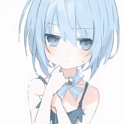 女生蓝色系小众漫头