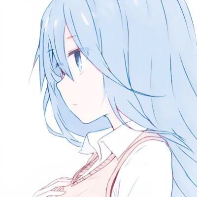 女生蓝色系小众漫头