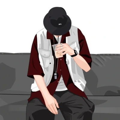 插画风格情侣头像