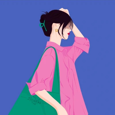 情侣头像手绘插画一男一女
