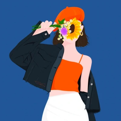 情侣头像手绘插画一男一女