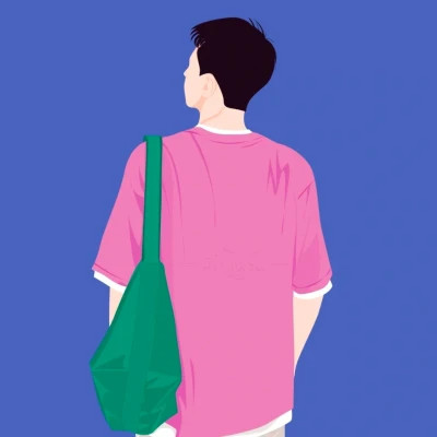 情侣头像手绘插画一男一女
