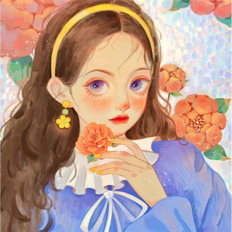 水彩画头像图片女生唯美治愈