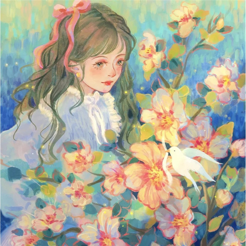 水彩画头像图片女生唯美治愈