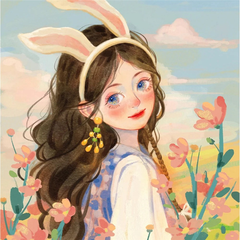 水彩画头像图片女生唯美治愈