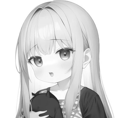 可爱女生动漫绘画头像黑白