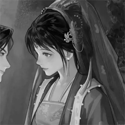 古风情侣头像黑白侠客高清图片