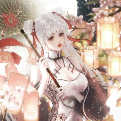 唯美动漫古风女生头像撑伞