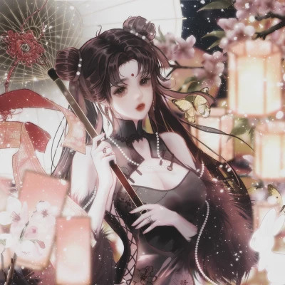 唯美动漫古风女生头像撑伞
