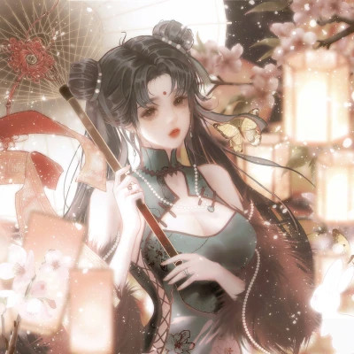 唯美动漫古风女生头像撑伞