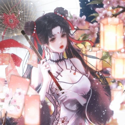 唯美动漫古风女生头像撑伞