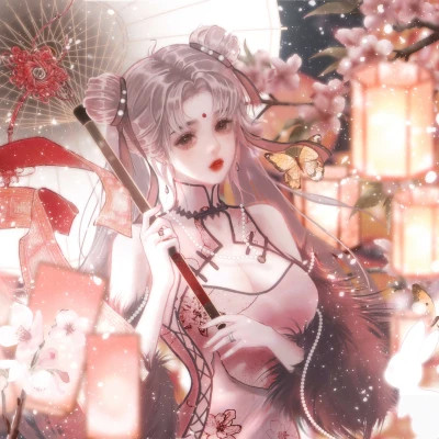 唯美动漫古风女生头像撑伞