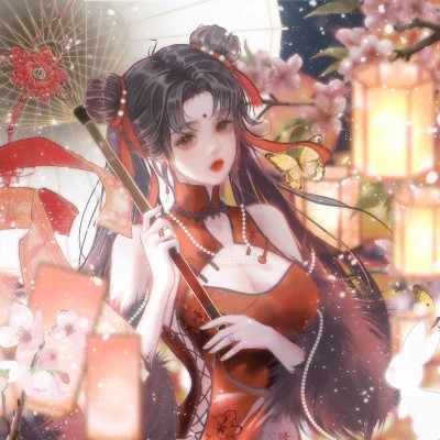 唯美动漫古风女生头像撑伞