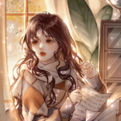 手绘长卷发神仙颜值女生动漫头像图片
