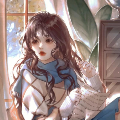 手绘长卷发神仙颜值女生动漫头像图片