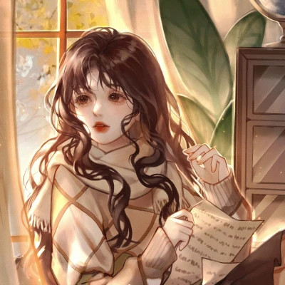 手绘长卷发神仙颜值女生动漫头像图片